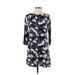 Old Navy Casual Dress - Shift Crew Neck 3/4 sleeves: Blue Floral Dresses - Women's Size X-Small