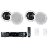 Rockville 2-Room Home Audio Receiver Amp+(4) 8 Ceiling Speakers+Wall Controls