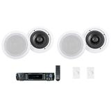 Rockville 2-Room Home Audio Receiver Amp+(4) 6.5 Ceiling Speakers+Wall Controls