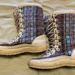 Coach Shoes | Coach Poppy Peggey Tartan Plaid Quilted Women's Shearling Winter Boots 8.5 B Q73 | Color: Blue/Red | Size: 8.5