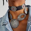 Free People Jewelry | Free People Vincent Necklace Choker Combo, Silver, Black, Red Stone, Nwt | Color: Black/Silver | Size: Os
