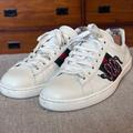 Gucci Shoes | Gucci Ace Embroidered King Snake Men’s White Fashion Sneakers Size 11 | Color: Red/White | Size: 11
