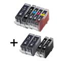 Compatible Multipack Canon PGI-5/CLI-8 Full Set + 2 EXTRA Black Ink Cartridges (9 Pack)