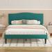 Wade Logan® Auxter Modern Platform Bed Frame w/ Height Adjustable Upholstered Headboard No Box Spring in Green | Wayfair