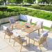 Corrigan Studio® Ezzell Rectangular 6 - Person 63" Long Outdoor Dining Set w/ Cushions Wood/Plastic in Brown | 63 W x 35.4 D in | Wayfair