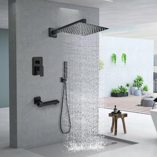 Unterputz-Duschsystem mit quadratischem Duschkopf 16 Zoll abs Kunststoff Handbrause mit 360 Grad