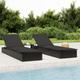 Chaise longue Bain de soleil Transat avec coussin noir 201x55x62 cm résine tressée 74942 - Noir