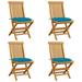 Aibecy Patio Chairs with Blue Cushions 4 pcs Solid Teak Wood