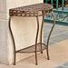 International Caravan Santa Fe Iron Nailhead 2-Tier Half Moon Table-Color:Rustic Brown