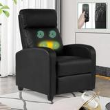 Dkeli Lazy Boy Sofa Recliner Massage Recliner Chair for Living Room Single Sofa with PU Leather Padded Seat Modern Black