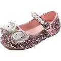 Toddler Baby Girls Dance Shoes Soft Sole Velcro Pearl Sequin Bow Princess Shoes Stage Performance Shoes