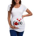 Maternity Evening Tops Womens Maternity Short Sleeve Crew Neck Cute Funny Graphic Ruched Sides T Shirt Tops Pregnancy Tunic Blouse Maternity Wardrobe