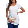 Maternity Cotton Tops for Women Maternity Clothing Top Summer Pregnant T Shirts Short Sleeve Tee Casual Pregnancy Clothes Funny Footprint Pregnant Top Pants Women