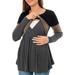 Maternity Sleep T Shirts Womens Maternity Long Sleeve Crew Neck Color Block Nursed Tops T Shirt For Breastfeeding Pregnancy Clothes Maternity Dress Pants Petite