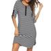 Baycosin Maternity Dress Summer Women Button Striped Maternity Sleeveless Hight Waist Dress For Daily Wearing Or Baby Shower