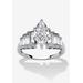 Women's 3.82 Ct Tw Cubic Zirconia Ring In Platinum-Plated Sterling Silver by PalmBeach Jewelry in Silver (Size 10)