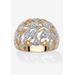 Women's Round Diamond Accent 18K Gold-Plated Two-Tone Openwork Dome Leaf Ring by PalmBeach Jewelry in White (Size 9)