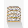 Women's 6.26 Tcw Baguette And Round Cubic Zirconia Gold-Plated Channel Ring by PalmBeach Jewelry in Gold (Size 7)