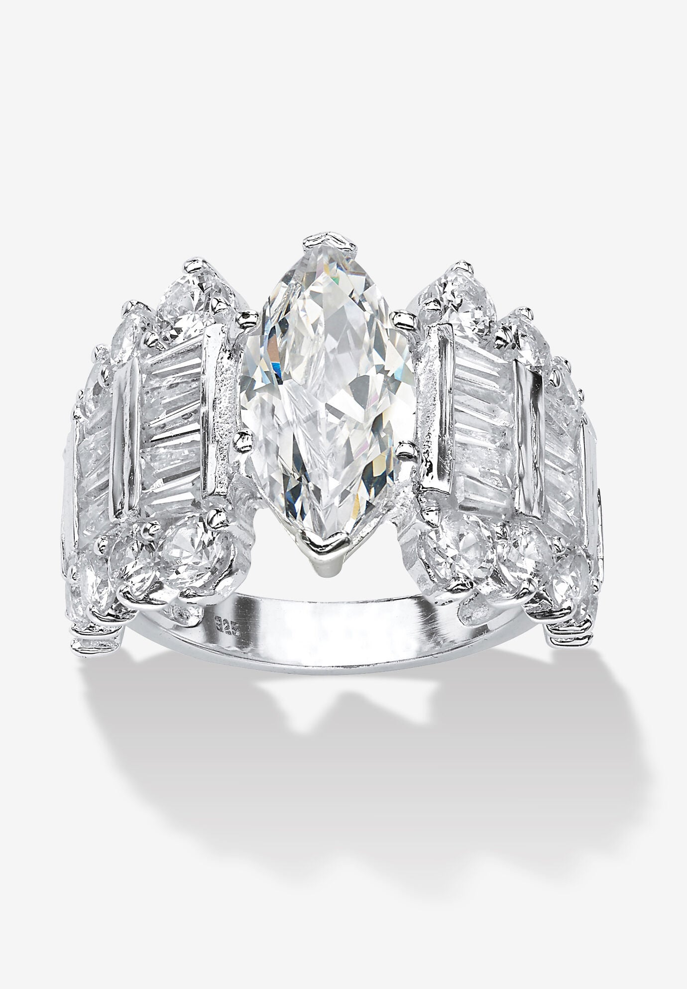 Women's 6.55 Tcw Marquise-Cut Cubic Zirconia Ring In .925 Sterling Silver by PalmBeach Jewelry in Silver (Size 10)