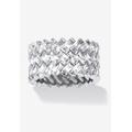 Women's 9.66 Tcw Cubic Zirconia Baguette Chevron Ring In Platinum-Plated Sterling Silver by PalmBeach Jewelry in Silver (Size 7)