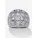 Women's 4.12 Tcw Princess-Cut And Round Cubic Zirconia .925 Sterling Silver Dome Ring by PalmBeach Jewelry in Silver (Size 7)