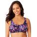 Plus Size Women's Satin Wireless Comfort Bra by Comfort Choice in Rich Violet Floral (Size 52 B)