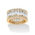 Women's 9.34 Tcw Round And Emerald-Cut Cubic Zirconia Gold-Plated Eternity Band by PalmBeach Jewelry in Gold (Size 7)