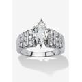 Women's 2.85 Cttw Marquise Cut Cubic Zirconia Ring Platinum Plated .925 Sterling Silver by PalmBeach Jewelry in Silver (Size 12)