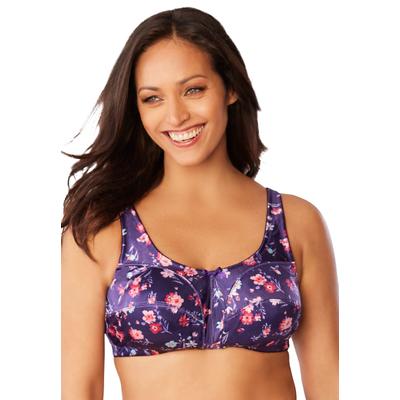 Plus Size Women's Satin Wireless Comfort Bra by Comfort Choice in Rich Violet Floral (Size 54 G)