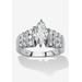 Women's 2.85 Cttw Marquise Cut Cubic Zirconia Ring Platinum Plated .925 Sterling Silver by PalmBeach Jewelry in Silver (Size 12)