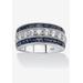 Women's 5.60 Tcw Cz And Created Sapphire Ring In Platinum-Plated Sterling Silver by PalmBeach Jewelry in Silver (Size 8)