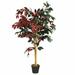 FONIRRA 4-Ft Artificial Capensia Bush with Red/Green Leaves Decorative Planter for Patio Office Home Living Room