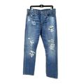 Levi's Jeans | Levi's 522 Red Tab Distressed Straight Leg Med Wash Mid Rise Denim Jeans 33x30 | Color: Blue | Size: 33