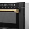 "ZLINE Autograph Edition 24"" 1.2 cu. ft. Built-in Microwave Drawer in Black Stainless Steel and Champagne Bronze Accents - ZLINE Kitchen and Bath MWDZ-1-BS-H-CB"