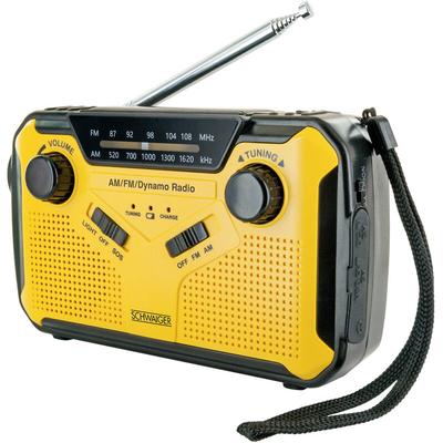 Schwaiger - Outdoorradio ukw, am, fm Handkurbel, Solarpanel, spritzwassergeschützt, stoßfest, Tasch