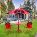 Red Kids Patio Folding Table and Chairs Set Beetle with Umbrella