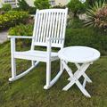 International Caravan Nicosia Acacia Wood Rocker & Side Table - White