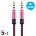 3.5mm Auxiliary AUX Cable Cord M/M Stereo Audio Compatible with iPhone 6/6s 6/6s Plus 5/5s/5c Samsung Galaxy S8 S9 S10 iPad Tablets PC Mac Bluetooth Speaker Headset Pink UNIVERSAL [3-Pack]