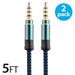 3.5mm Auxiliary AUX Cable Cord M/M Stereo Audio Compatible with iPhone 6/6s 6/6s Plus 5/5s/5c Samsung Galaxy S8 S9 S10 iPad Tablets PC Mac Bluetooth Speaker Headset Blue UNIVERSAL [2-Pack]