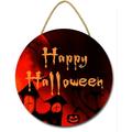 Eveokoki 11 Happy Halloween Scary Halloween Decoration Halloween Sign for Front Door Round Wooden Hanging Wreaths for Home Wall Decor Halloween Day Party Decoration Outdoor Indoor