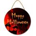Eveokoki 11 Happy Halloween Scary Halloween Decoration Halloween Sign for Front Door Round Wooden Hanging Wreaths for Home Wall Decor Halloween Day Party Decoration Outdoor Indoor
