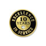 PinMart Gold Plated Excellence in Service Year Employee Recognition Pins