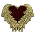 PinMart s Antique Gold Heart with Angel Wings Enamel lapel Pin