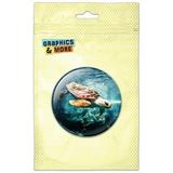 Sea Turtle Swimming Pinback Button Pin Badge