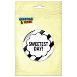 Sweetest Day Black Stripes Bridal Shower Pinback Button Pin Badge