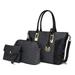 MKF Collection by Mia K. Shonda Tote with Cosmetic Pouch & Wristlet by Mia K Black - 3 Piece