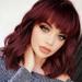 Dopi Wine Red Wig Red Wig with Bangs Red Wig for Women Girls Short Curly Wavy Bob Wig Synthetic Wigs with Wig Cap(2Pack)