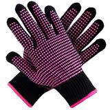 Heat Resistant Glove With Silicone Bumps For Hair Iron Tool New Upgraded Professional Heat Glove Mitts For Hot Hair Styling Curling Iron Wand Flat Iron Hair Straightener Universal Fit Size