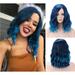 Dopi Blue Wig for Women Mix Blue Wig Short Curly Wavy Bob Wig Blue Ombre Wigs Charming Beach Wave Hair Wigs with Wig Cap(2Pack)