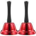 2 PCS Hand Bell Metal Loud Call Christmas Jingle Bells Dinner Bell Service Bell for Christmas School Wedding Classroom Food Line Alarm Ringing Red